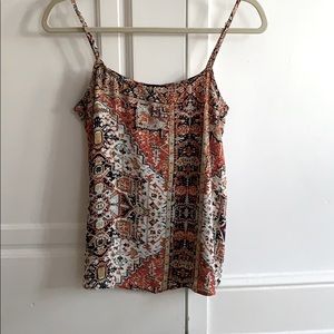 orange and navy patterned tank top